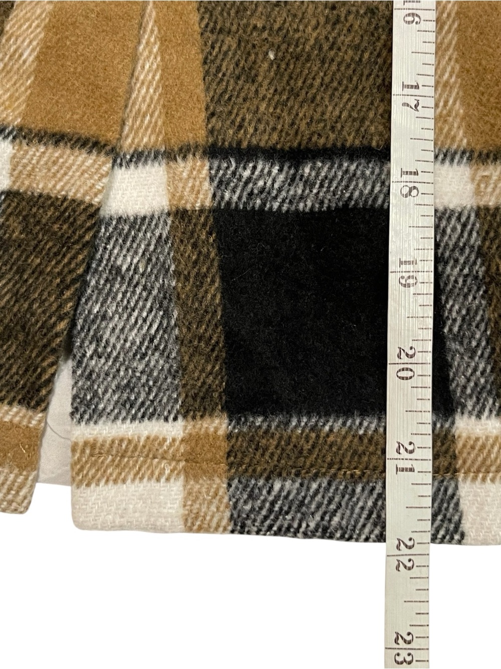 Plaid Wool Blend Mini Skirt Camel Black Preppy Dark Academia Fall Winter S - Picture 5 of 7